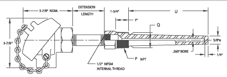 Series 26200 Heavy Duty RTD Thermowell Assembly