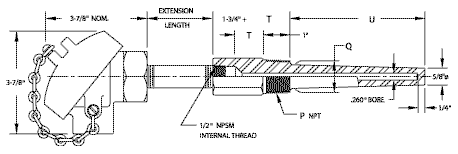 Series 26250 Heavy Duty RTD Lagged Thermowell Assembly