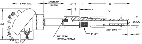 Series 26350 Heavy Duty RTD Lagged Thermowell Assembly