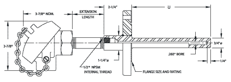 Series 26700 Flanged RTD Thermowell Assembly